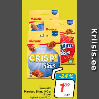 Allahindlus - Kommid Marabou Bites, 140 g