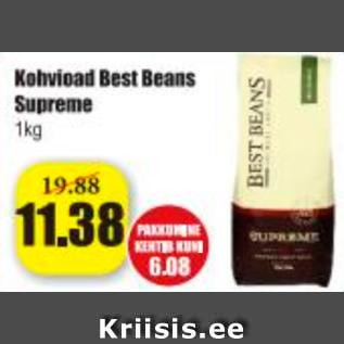 Allahindlus - Kohvioad Best Beans Supreme 1 kg