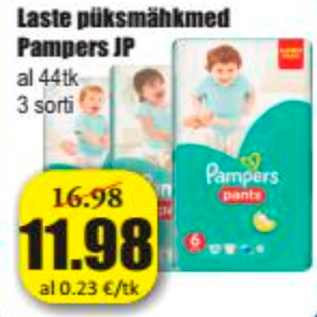 Allahindlus - Laste püksmähkmed Pampers JP