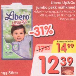 Allahindlus - Libero Up&Go junbo pakk mähkmed