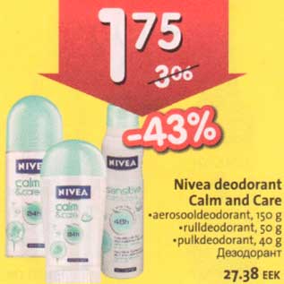 Allahindlus - Nivea deodorant Calm and Care