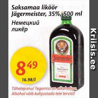 Allahindlus - Saksamaa liköör Jägermeister