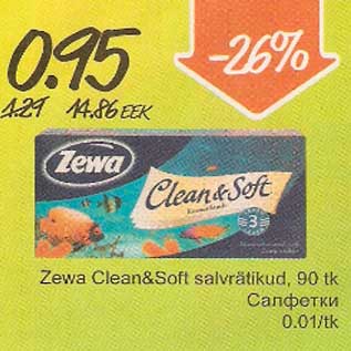 Allahindlus - Zewa Clean&Soft salvrätikud