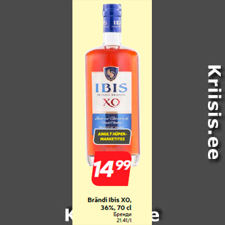 Allahindlus - Brändi Ibis XO, 36%, 70 cl