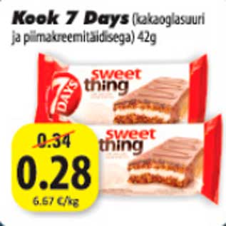 Allahindlus - Kook 7 Days (kakaoglasuuri ja piimakreemitäidisega) 42 g