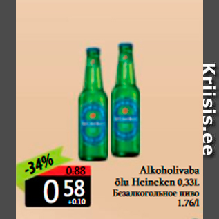 Allahindlus - Alkoholivaba õli Heineken 0,33 L