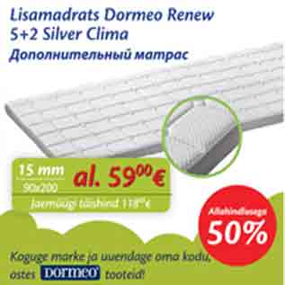 Allahindlus - Lisamadrats Dormeo Renew 5+2 Silver Clima