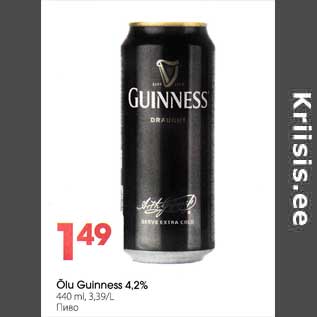Allahindlus - Õlu Guinness 4,2%, 440 ml