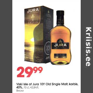 Allahindlus - Viski Isle of Jura 10Y Old Single Malt, karbis, 40%, 70 cl