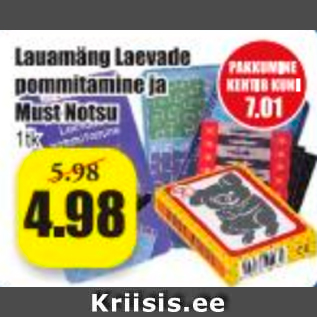 Allahindlus - Lauamäng Laevade pommitamine ja Must Notsu 1 tk