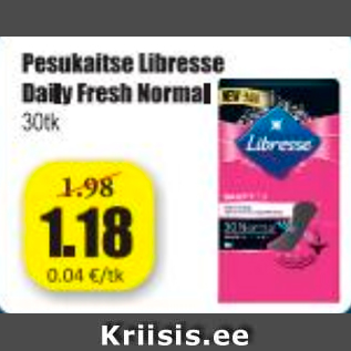 Скидка - Прокладки Libresse Daily Fresh Normal, 30 шт.