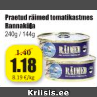 Allahindlus - Praetud räimed tomatikastmes Rannaküla