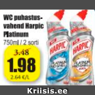 Allahindlus - WC puhastusvahend Harpic Platinum