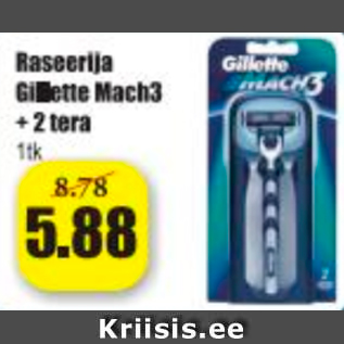 Allahindlus - Raseerija Gillette Mach3 + 2 tera, 1 tk