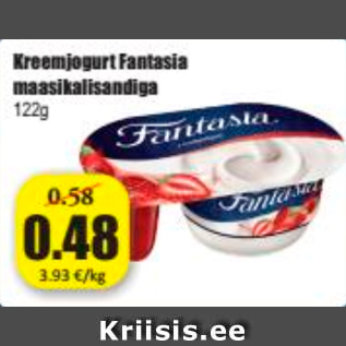 Allahindlus - Kreemjogurt Fantasia maasikalisandiga 122 g