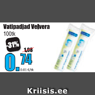 Скидка - Ватные тампоны 100 шт Velvera