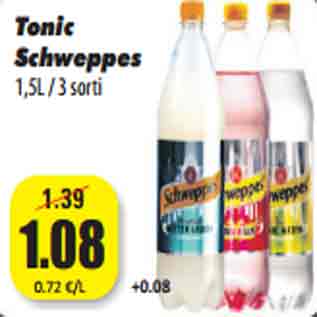 Скидка - Тоник Schweppes 1,5 л / 3 сорта