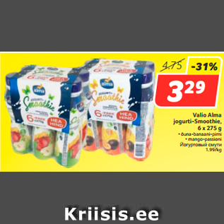 Allahindlus - Valio Alma jogurti-Smoothie, 6 x 275 g