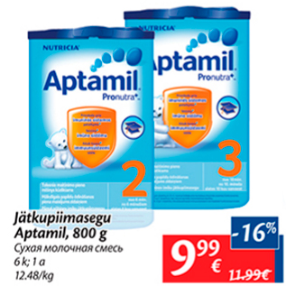 Allahindlus - Jätkupiimasegu Aptamil, 800 g