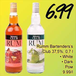 Allahindlus - Rumm Bartenders’s Club 37,5%, 0,7 l