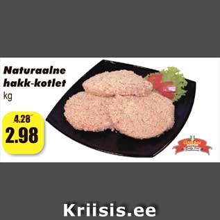 Allahindlus - Naturaalne hakk kotlet - kg