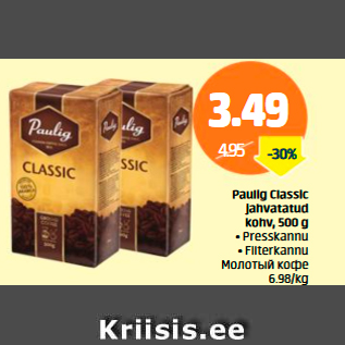 Allahindlus - Paulig Classic Jahvatatud kohv, 500 g