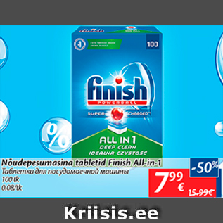 Allahindlus - Nõudepesumasina tabletid Finish All-in-1, 100 tk