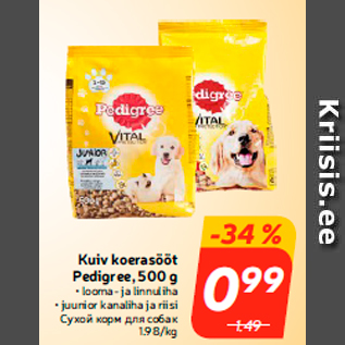 Allahindlus - Kuiv koerasööt Pedigree, 500 g