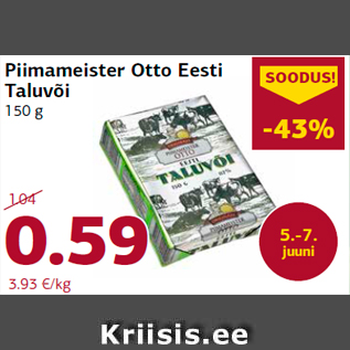 Allahindlus - Piimameister Otto Eesti Taluvõi 150 g