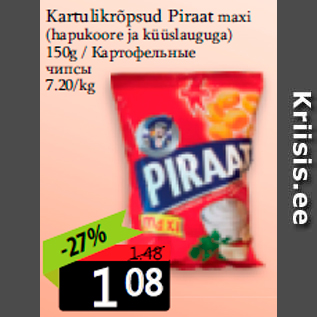 Allahindlus - Kartulikrõpsud Piraat maxi