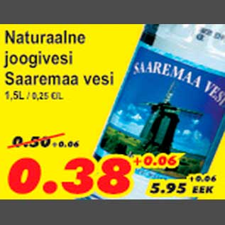 Allahindlus - Naturaalne joogivesi Saaremaa vesi