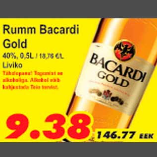 Allahindlus - Rumm Bacardi Gold