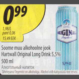 Allahindlus - Soome muu alkohoolne jook Hartwall Original Long Drink