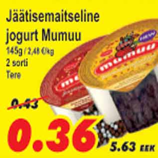 Allahindlus - Jäätisemaitseline jogurt Mumuu