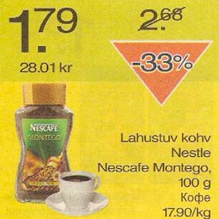 Allahindlus - Lahustuv kohv Nestle Neskafe Montego
