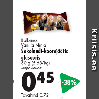Allahindlus - Balbiino Vanilla Ninja Šokolaadi-koorejäätis glasuuris