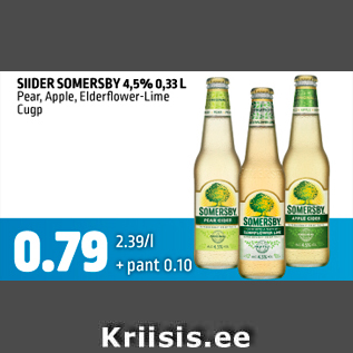 Allahindlus - SIIDER SOMERSBY 4,5%, 0,33 L