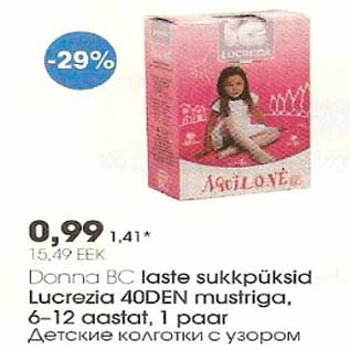 Allahindlus - Donna BC laste sukkpõksid Lucrezia 40DEN mustriga