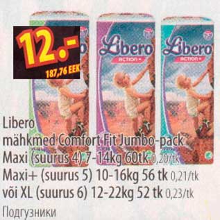 Allahindlus - Libero mähkmed Comfort Fit Jumbo -pack