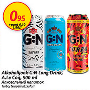 Allahindlus - Alkoholijook G:N Long Drink, A.Le Coq, 500 ml