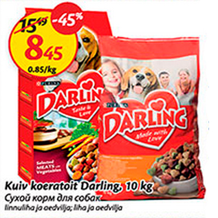 Allahindlus - Kuiv koeratoit Darling, 10 kg
