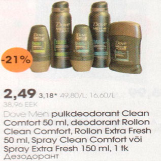 Allahindlus - Dove Men pulkdeodorant