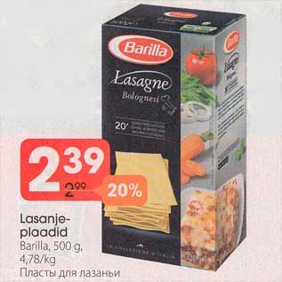 Allahindlus - Lasanjeplaadid Berilla, 500 g