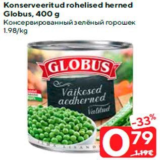 Allahindlus - Konserveeritud rohelised herned Globus, 400 g