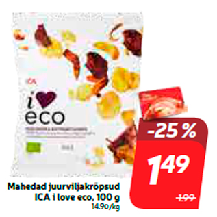 Скидка - Нежные овощные чипсы ICA i love eco, 100 г