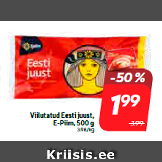 Allahindlus - Viilutatud Eesti juust, E-Piim, 500 g