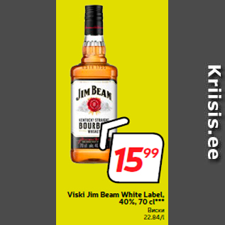Allahindlus - Viski Jim Beam White Label, 40%, 70 cl**