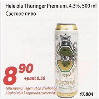 Allahindlus - Hele õlu Thüringer Premium