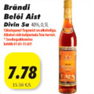 Allahindlus - Brändi Belõi Aist Divin 5a 40%, 0,5l