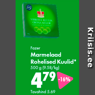 Allahindlus - Fazer Marmelaad Rohelised Kuulid* 500 g